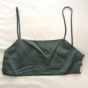 Green cropped strappy tank top open back